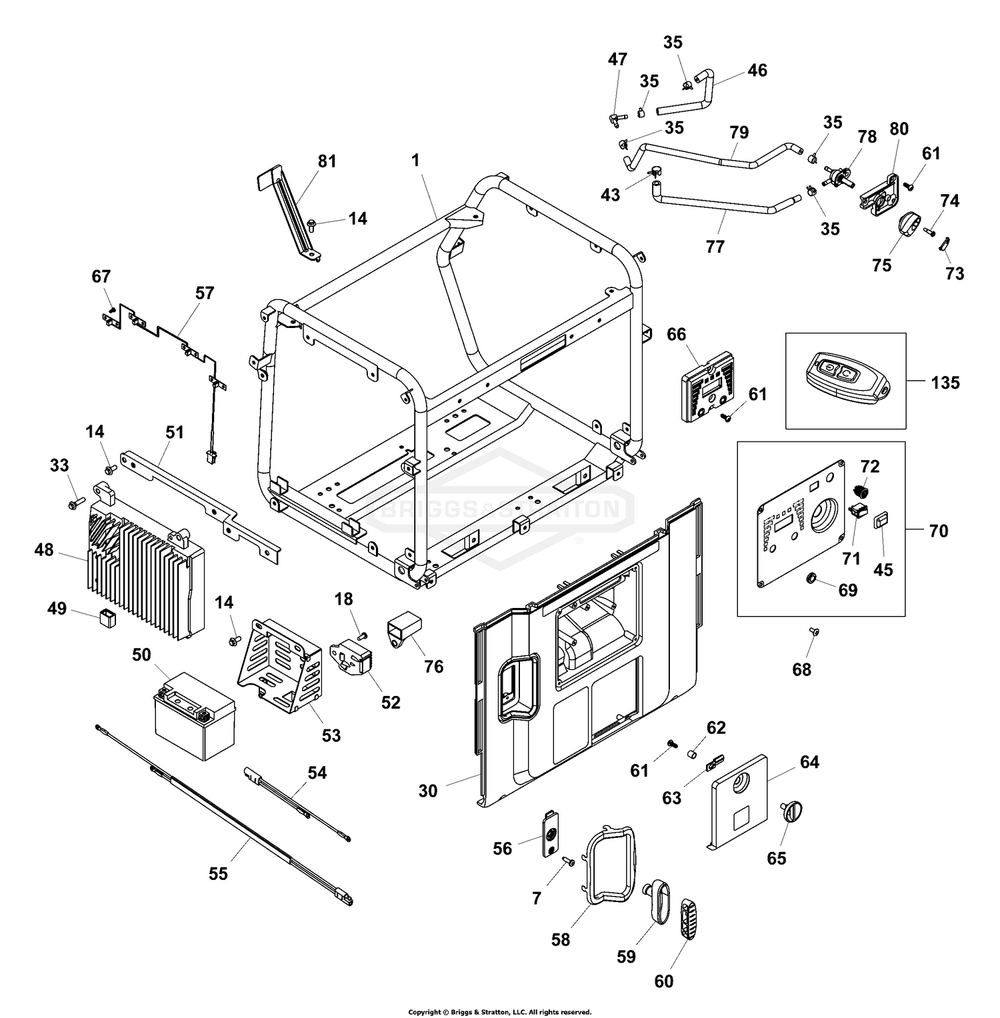 Main Unit P2 Diagram and Parts List for 030806-00  Briggs and Stratton Generator
